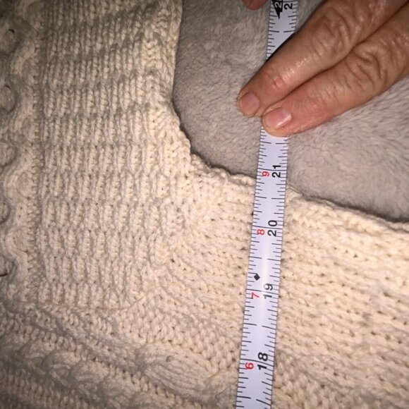Kilronan Knitwear 100% Irish Merino Wool Button Sweater 3/4 Sleeves Cream Size M - Picture 15 of 16
